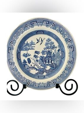 Spode Blue Room Willow Plate Blue White Transferware England Vintage